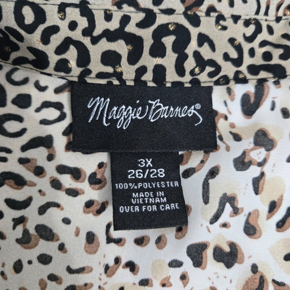 Maggie Barnes Womens Button Up Animal Print Top Size 3X Leopard Mob Wife Office - Picture 5 of 10